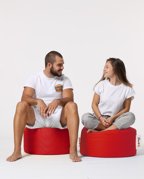 Taburet puf de gradina Round Rosu 55x30 cm