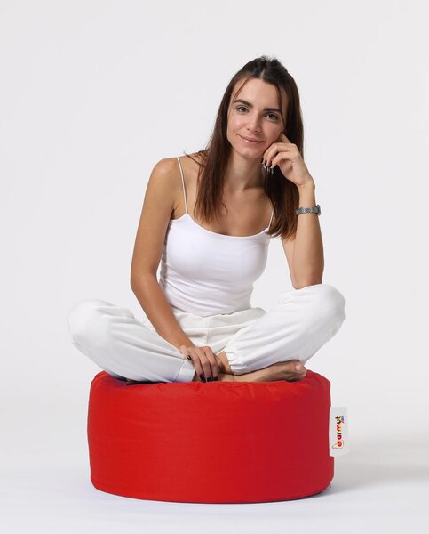 Taburet puf de gradina Round Rosu 55x30 cm