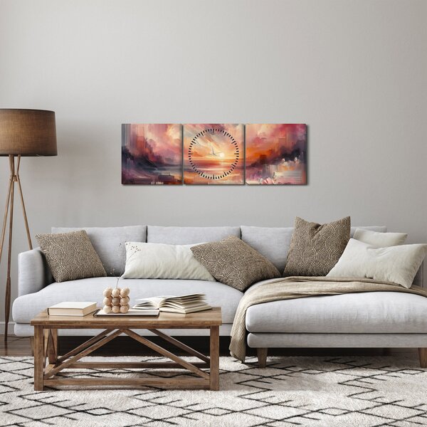 Tablou - Răsărit pictat (cu ceas) (90x30 cm)