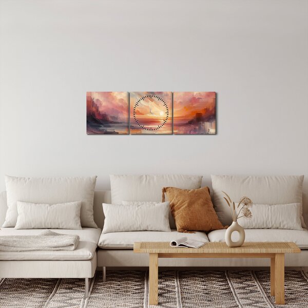 Tablou - Răsărit pictat (cu ceas) (90x30 cm)