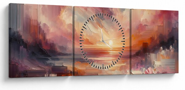 Tablou - Răsărit pictat (cu ceas) (90x30 cm)