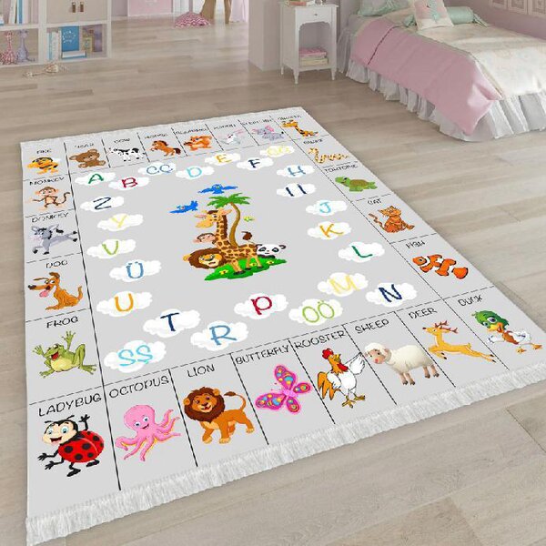 Covor copii antiderapant, Alphabet Animals, mai multe dimensiuni