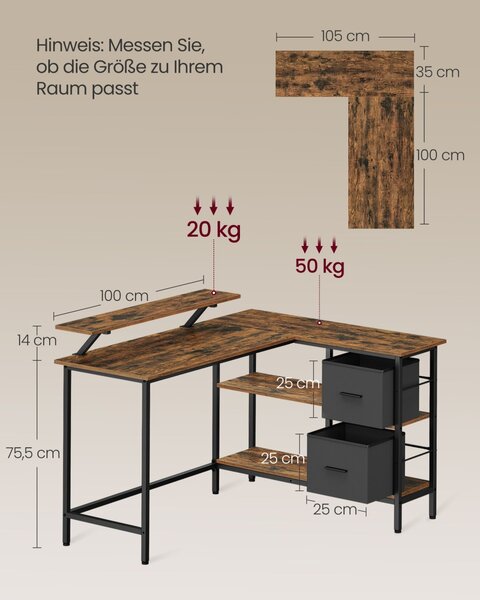 Birou Vasagle Maro 135x105x89 cm