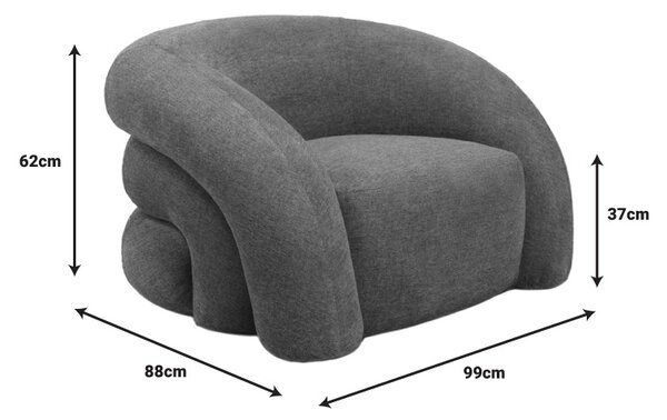 Fotoliu Lexy tesatura gri 99x88x62 cm