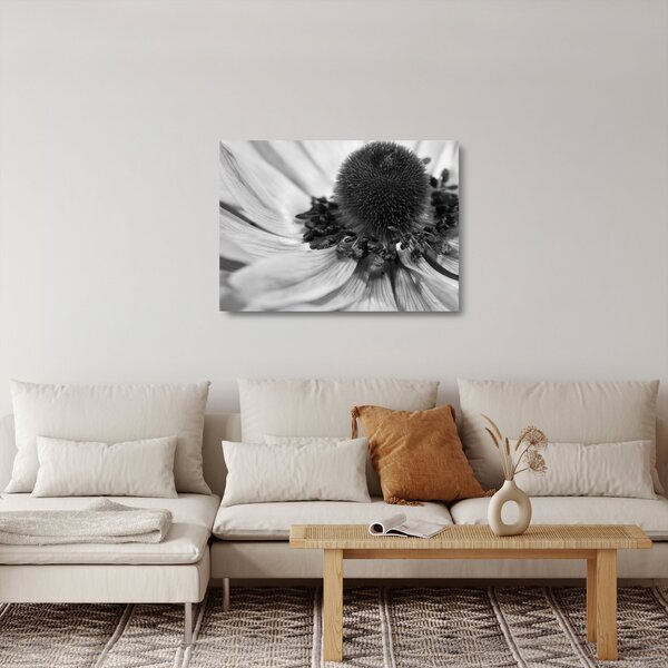 Tablou pe sticlă - Floare în alb-negru (70x50 cm)