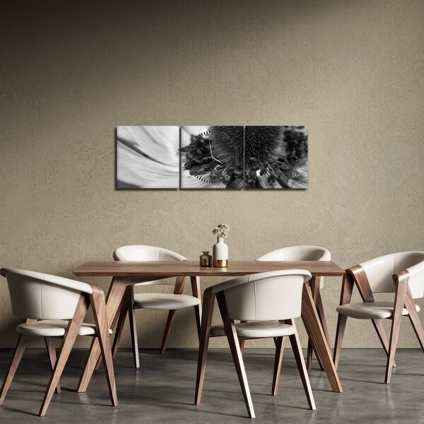 Tablou - Floare în alb-negru (cu ceas) (90x30 cm)