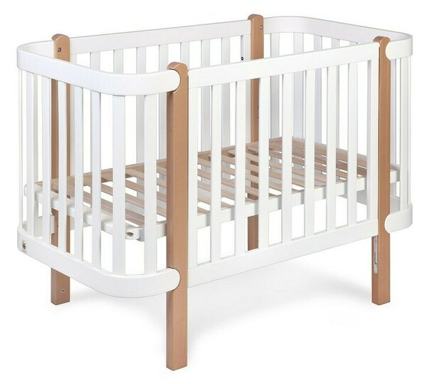 Patut cu laterala culisanta si inclinare unghiulara YappyEtude din lemn de fag 120x60 cm alb YappyKids