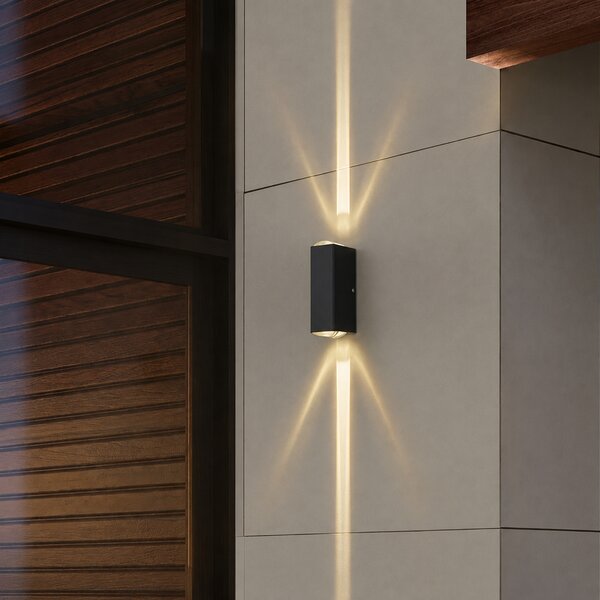 Aplica LED exterior, 3W neagra, alb cald, pentru perete, fatada si terasa