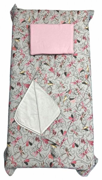Set 3 piese paturica cu cearsaf si pernuta 120x60 cm Libelule