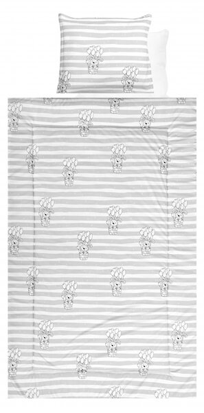 Set lenjerie pat bumbac ranforce 4 piese Grey Striped