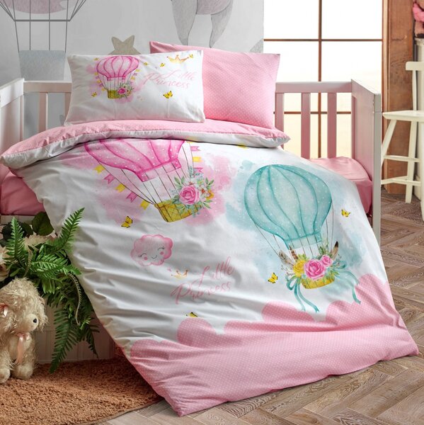 Lenjerie patut cu 4 piese Baby Ranforce Little Princess Pink