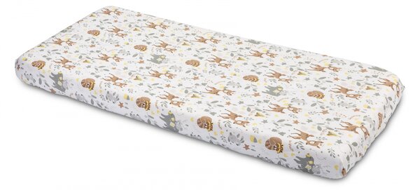 Cearsaf imprimat de bumbac cu elastic Sensillo Plush Karo 120x60cm Padure