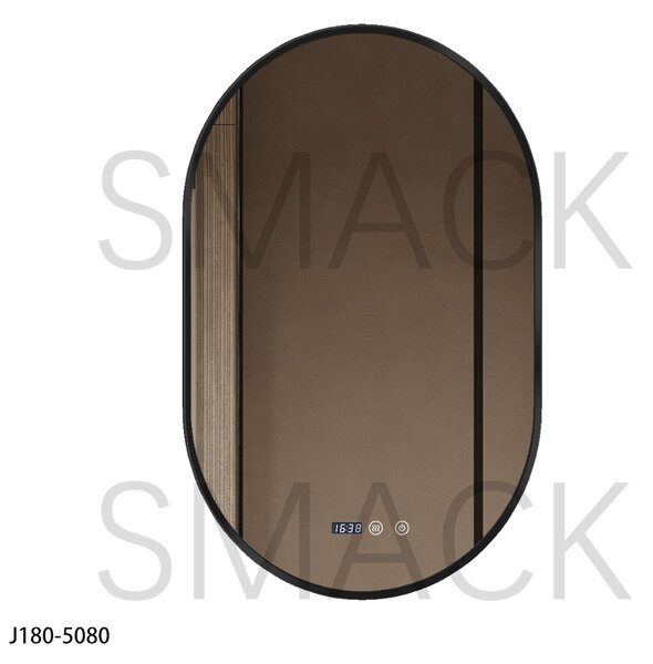 Oglindă LED Touch Premium, Dezaburire, Rama Negra, 3 Tipuri Lumină 50/80 cm