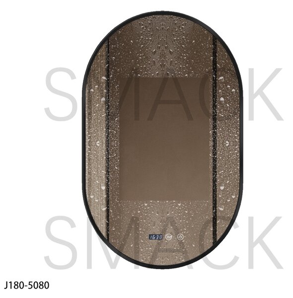 Oglindă LED Touch Premium, Dezaburire, Rama Negra, 3 Tipuri Lumină 50/80 cm
