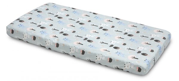 Cearsaf imprimat de bumbac cu elastic Sensillo Plush Karo 120x60 cm Padure