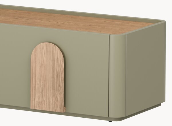 Comodă TV cu sertar Amilio 170 cm - eucalipt / stejar baltic dune / mânere stejar natural