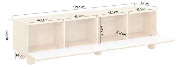 Comodă TV cu patru uși Arlo 200 cm - stejar Vicenza