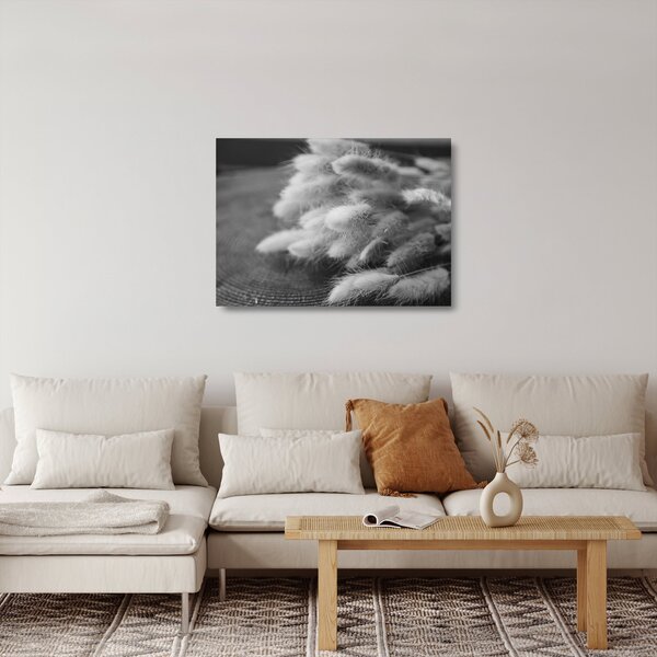 Tablou pe sticlă - iarbă de coadă de iepure pe masă (70x50 cm)