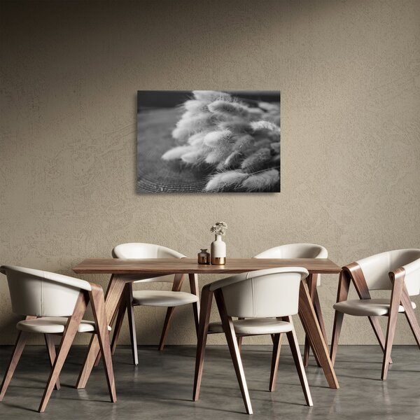 Tablou pe sticlă - iarbă de coadă de iepure pe masă (70x50 cm)