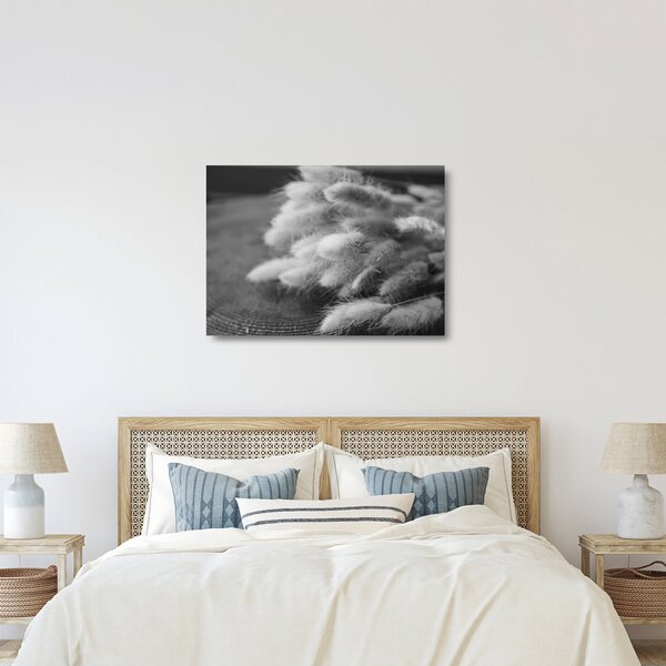 Tablou pe sticlă - iarbă de coadă de iepure pe masă (70x50 cm)