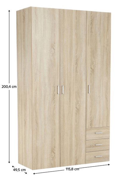 KONDELA Dulap, 3 uşi, stejar sonoma, GWEN 70427