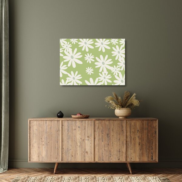 Tablou pe sticlă - Hippies, flori verzi N⁰1 (70x50 cm)