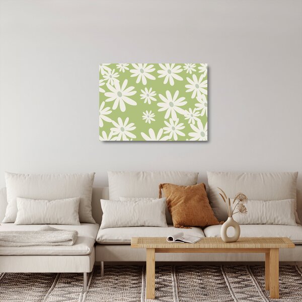 Tablou pe sticlă - Hippies, flori verzi N⁰1 (70x50 cm)