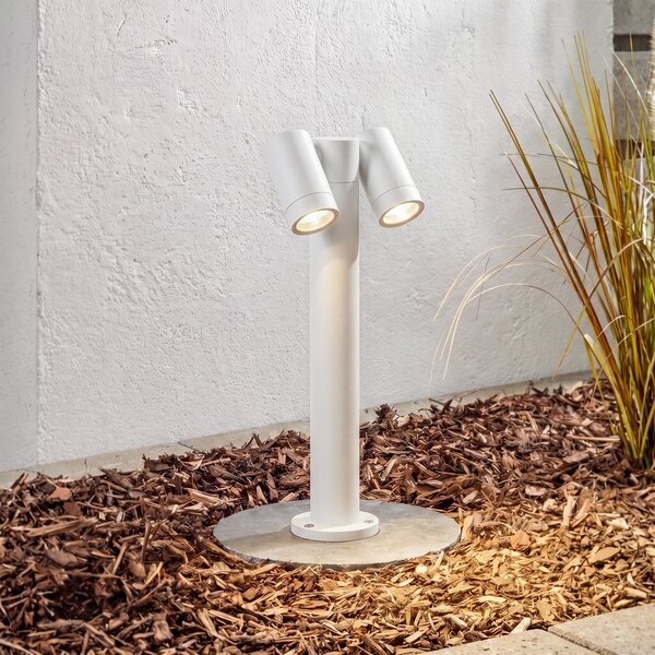 PRIOS Lampă cu soclu Tulimar, 2 becuri, 45 cm, albă, IP65, reglabil, Alb, Metal, Modern