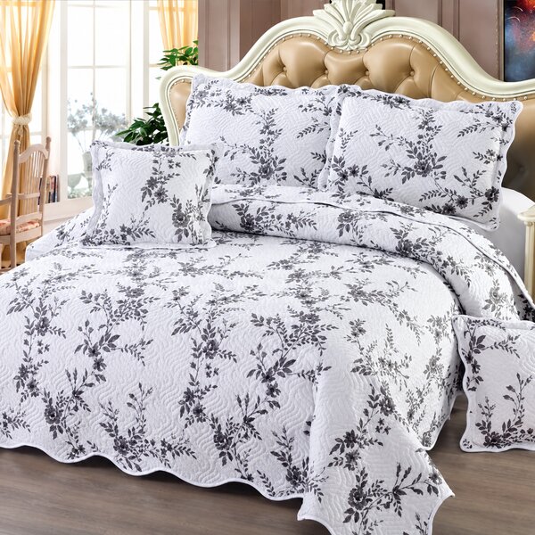 Cuvertura bumbac, 5 piese, model floral, 230x250 cm, CB225