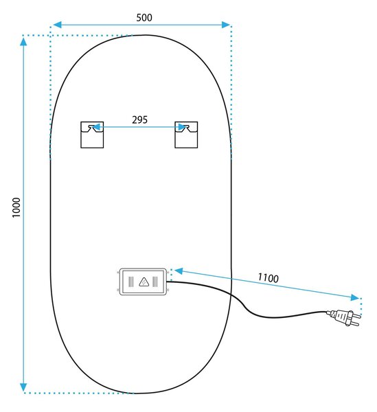 Oglindă LED OVL 50x100cm Gold