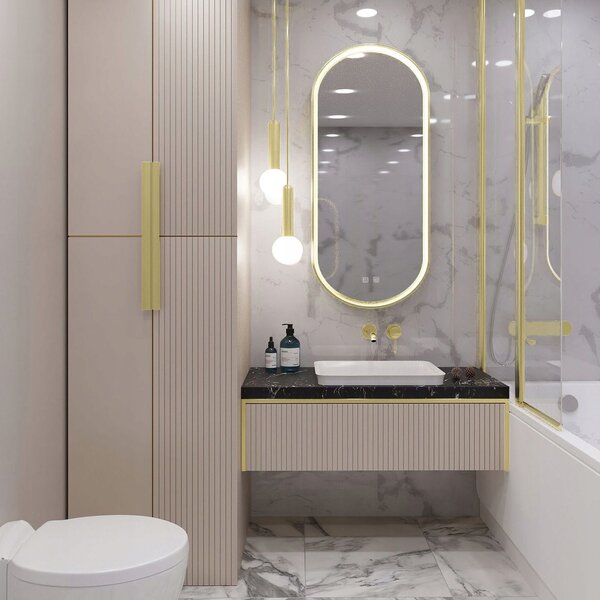 Oglindă LED OVL 50x100cm Gold
