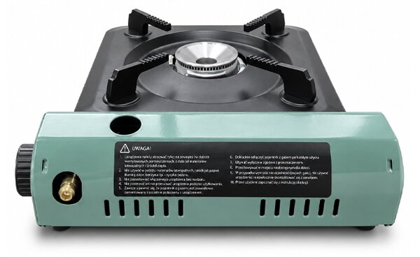 Plită portabilă de camping pe gaz de 3500 W (alimentată cu cartușe) cu geantă de transport, verde