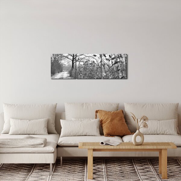 Tablou - Câmpuri în timpul iernii (cu ceas) (90x30 cm)