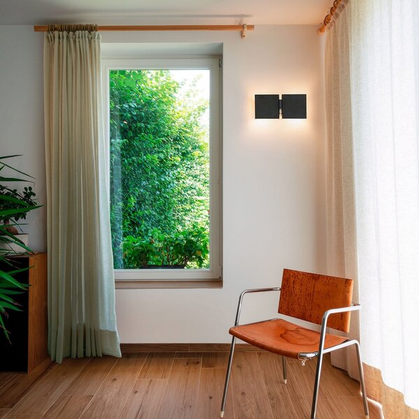 Wever & Ducré Lighting WEVER DUCRÉ Aplică de perete CG Square negru Lățime 21 cm 2 becuri, Negru, Camera de zi / sufragerie, Metal, Modern