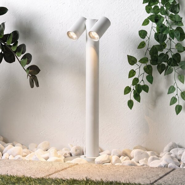 PRIOS Bornă luminoasă Tulimar, cu 2 becuri, 60 cm, albă, IP65, reglabil, Alb, Metal, Modern