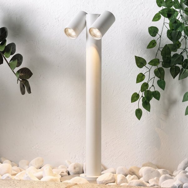 PRIOS Bornă luminoasă Tulimar, cu 2 becuri, 60 cm, albă, IP65, reglabil, Alb, Metal, Modern
