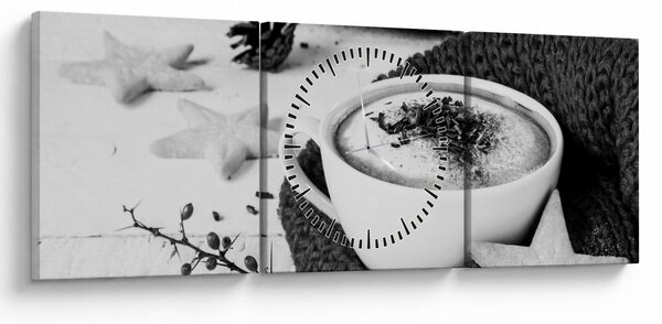 Tablou - Cappuccino de iarnă (cu ceas) (90x30 cm)