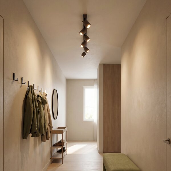 TK Lighting Spot de plafon Top, reglabil, maro, liniar cu șase flăcări, reglabil, Maro / Rugină, Camera de zi / sufragerie, Metal, Modern, Plafon cu flacără multiplă