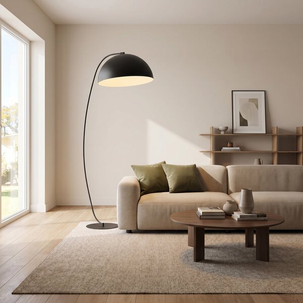 EMIBIG LIGHTING Lampadar Arcos, negru, înălțime 150 cm, metal, Negru, Camera de zi / sufragerie, Metal, Modern