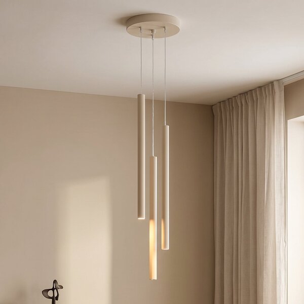 SOLLUX LIGHTING Lampă suspendată Pastelo, bej, Ø 19 cm, oțel, reglabil, Bej, Camera de zi / sufragerie, Metal, Modern