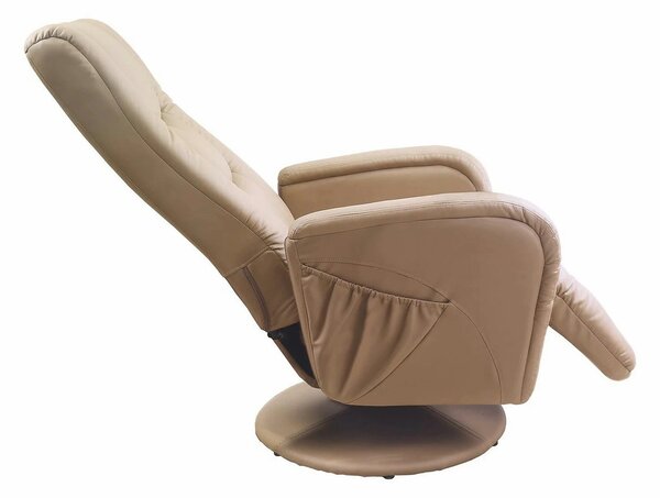 Fotoliu recliner PULSAR, bej, piele ecologica/metal, 68x85/135x85/106