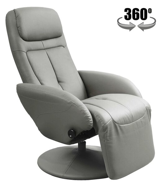 Fotoliu recliner OPTIMA, gri, piele ecologica/metal, 77x80/139x101/84