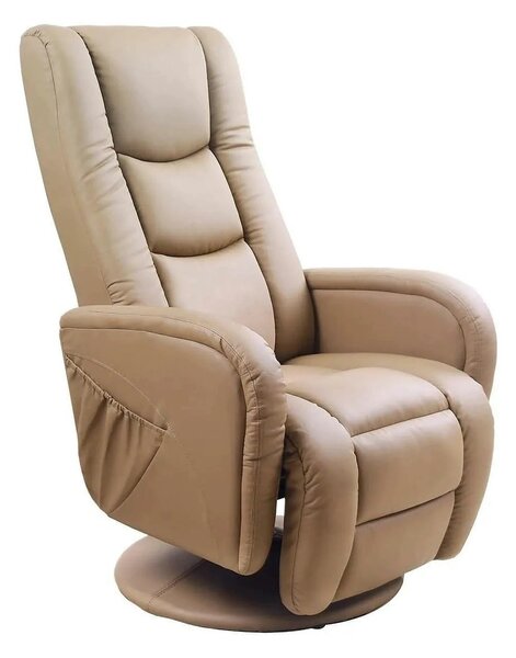 Fotoliu recliner PULSAR, bej, piele ecologica/metal, 68x85/135x85/106