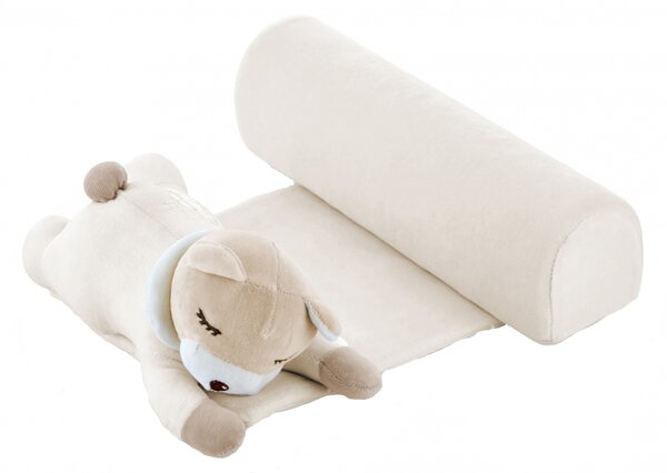 Pernuta pozitionator BabyJem anti-rasucire pentru bebelusi Teddy Ecru 35x31 cm