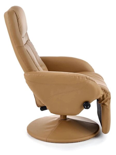 Fotoliu recliner OPTIMA, bej inchis, piele ecologica/metal, 77x80/139x