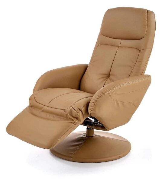 Fotoliu recliner OPTIMA, bej inchis, piele ecologica/metal, 77x80/139x