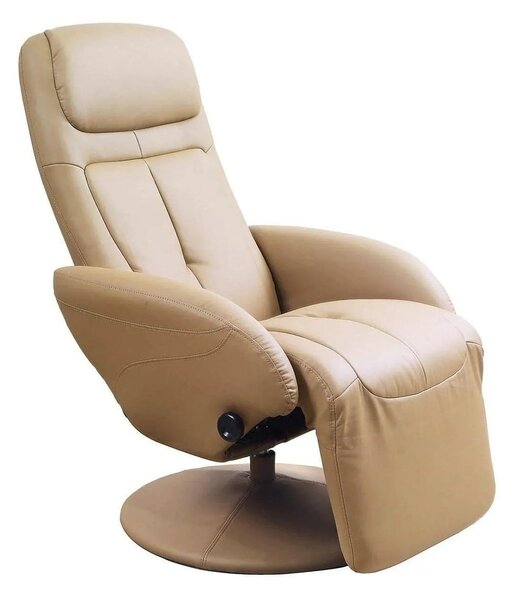 Fotoliu recliner OPTIMA, bej inchis, piele ecologica/metal, 77x80/139x