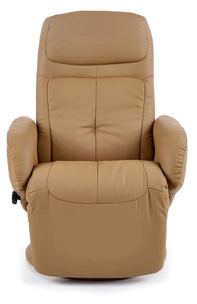 Fotoliu recliner OPTIMA, bej inchis, piele ecologica/metal, 77x80/139x