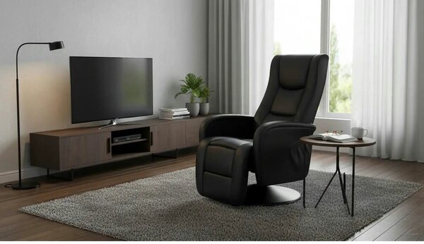 Fotoliu recliner PULSAR, negru, piele ecologica/metal, 68x85/135x85/10