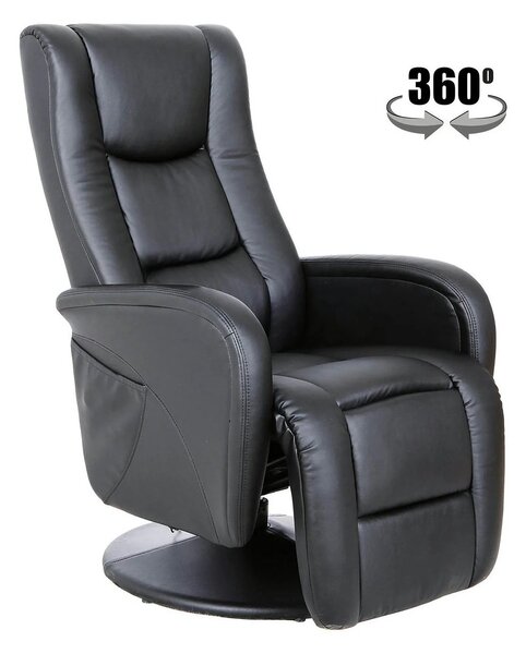 Fotoliu recliner PULSAR, negru, piele ecologica/metal, 68x85/135x85/10